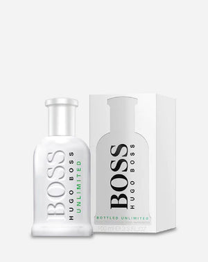 Hugo Boss Boss Bottled Unlimited Eau De Toilette Spray for Men 100ml 3.3 oz opaque white bottle with green lettering and matching box
