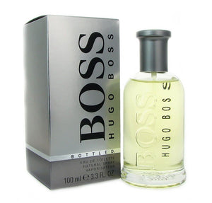 Hugo Boss Boss Bottled No 6 Eau De Toilette Spray for Men 100ml 3.3 fl oz clear glass bottle and grey metallic box