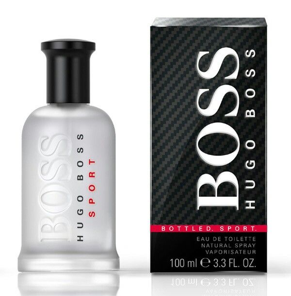 Hugo Boss Boss Bottled Sport Eau De Toilette Spray for Men 100ml 3.3 oz frosted glass bottle with black cap and textured black box