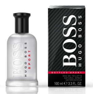 Hugo Boss Boss Bottled Sport Eau De Toilette Spray for Men 100ml 3.3 oz frosted glass bottle with black cap and textured black box