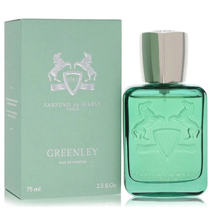 Parfums de Marly Greenley EDP 75ml green perfume bottle with silver cap and mint green box