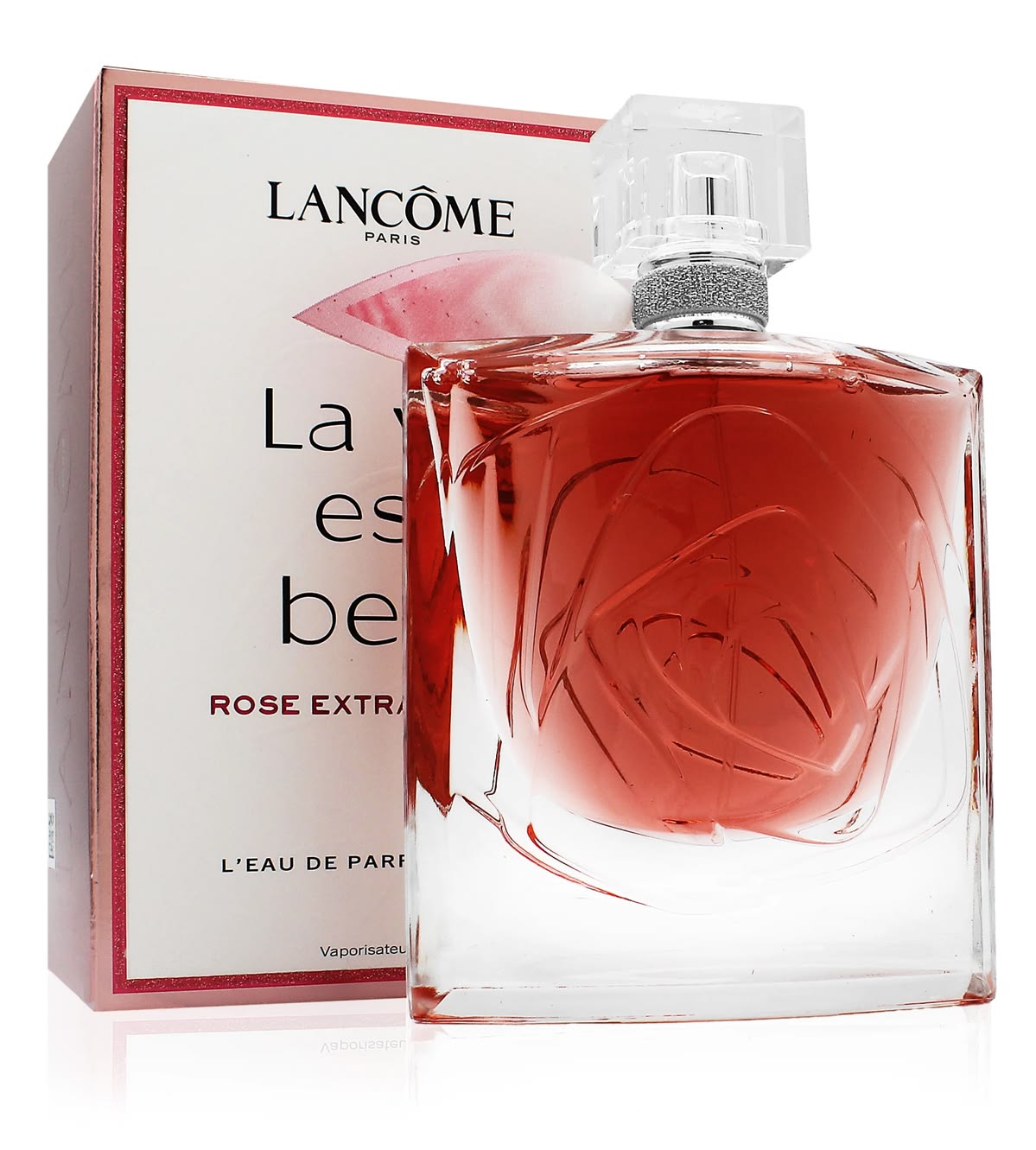 Lancôme La Vie Est Belle Rose Extraordinaire Eau De Parfum Spray for Women 75ml 2.5 oz sculptured crystal rose glass bottle and box