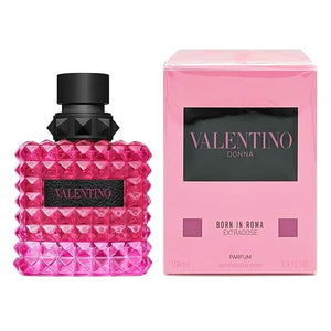 Valentino Donna Born in Roma Extradose Parfum 100ml women's perfume pink studded bottle beside its pink box