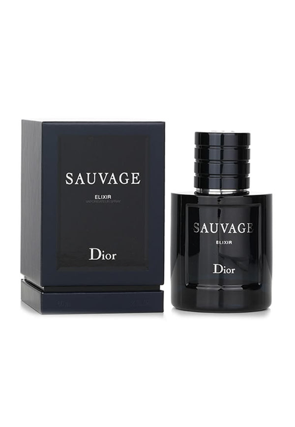Dior Sauvage Elixir men's perfume dark blue bottle with black cap and black box, 60ml and 100ml