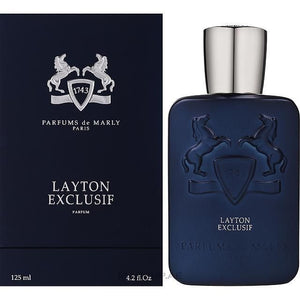 Parfums de Marly Layton Exclusif 125ml navy blue perfume bottle with dark blue box