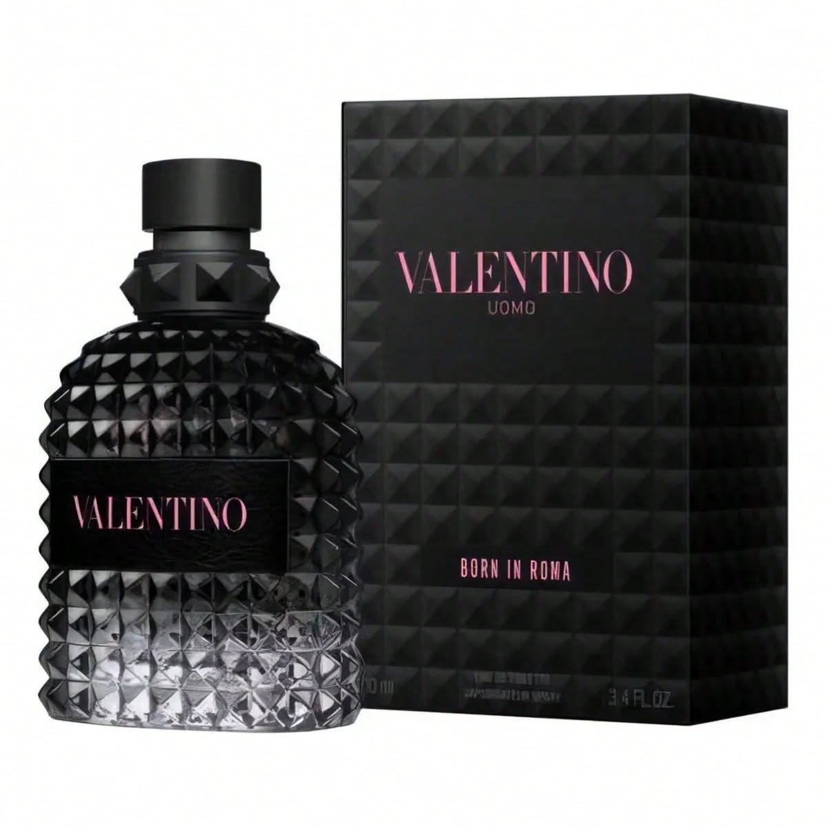Valentino Uomo Born in Roma EDT 100ml black studded perfume bottle for men