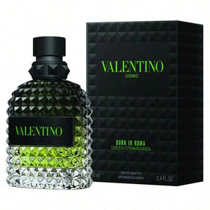 Valentino Uomo Born in Roma Green Stravaganza EDT 100ml studded green perfume bottle with box for men