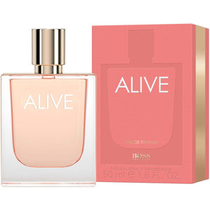 Hugo Boss Boss Alive EDP 50ml nude pink perfume bottle with coral box for women