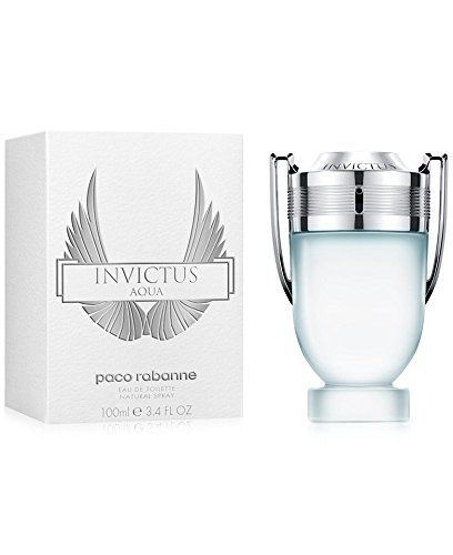 Paco Rabanne Invictus Aqua 2016 Original Formula Eau De Toilette Spray for Men 100ml 3.4 oz frosted glass trophy bottle and box